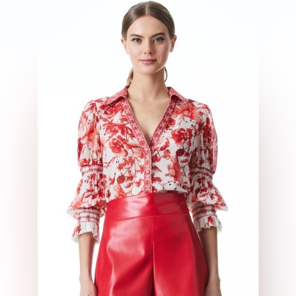 COSIMA FLORAL BUTTON DOWN BLOUSE - Picture 2 of 6